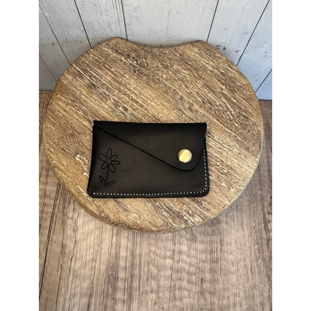Genuine Leather Wallet BLACK Credit Card Holder Black Leather Wallet FAST SHIP